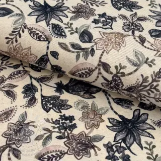 Úplet se lnem Flowers navy digital print