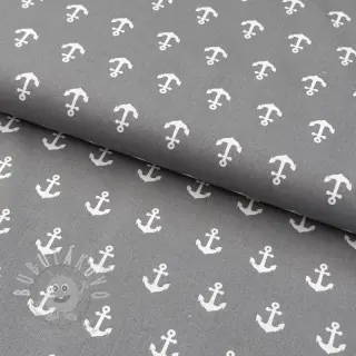 Bavlněná látka Anchors grey