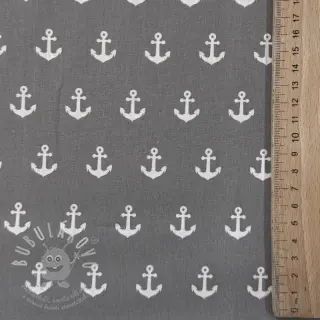 Bavlněná látka Anchors grey
