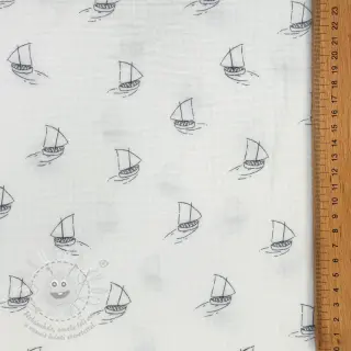 Dvojitá gázovina/mušelín Boats white