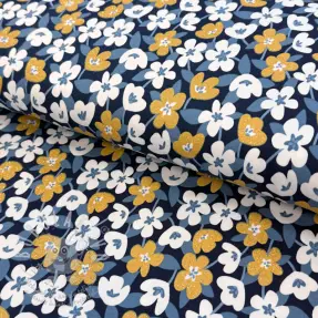 Úplet GLITTER Flowers navy