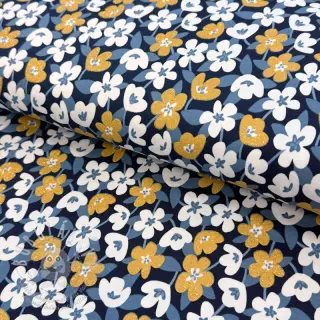 Úplet GLITTER Flowers navy
