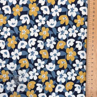 Úplet GLITTER Flowers navy