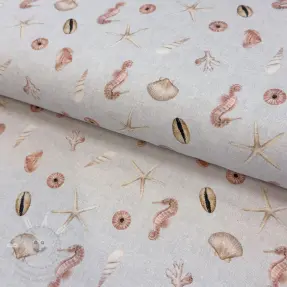 Dekorační látka Shells linen ecru digital print