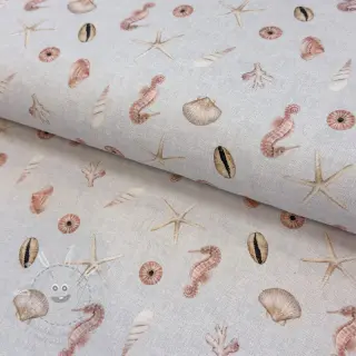 Dekorační látka Shells linen ecru digital print