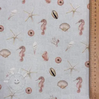 Dekorační látka Shells linen ecru digital print
