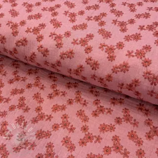 Dvojitá gázovina/mušelín EMBROIDERY Tossed flowers blush