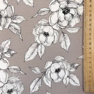 Dekorační látka Flowers taupe digital print