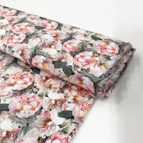 Viskóza POPLIN STRETCH My flowers green digital print