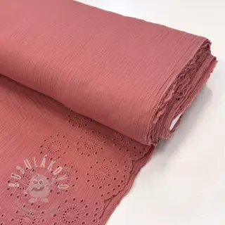 Dvojitá gázovina/mušelín 1-side border blush