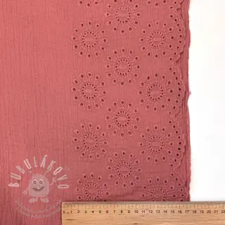 Dvojitá gázovina/mušelín 1-side border blush
