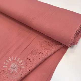 Dvojitá gázovina/mušelín 1-side border blush
