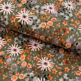 Teplákovina počesaná Flowers forest green digital print