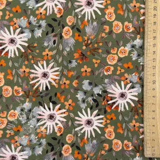 Teplákovina počesaná Flowers forest green digital print