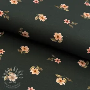 Úplet Flowers army green digital print ORGANIC