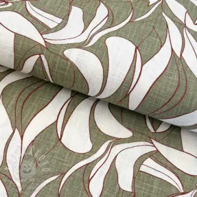 Len s bavlnou WASHED Abstract olive