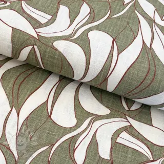 Len s bavlnou WASHED Abstract olive
