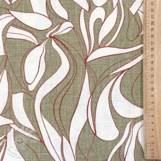Len s bavlnou WASHED Abstract olive
