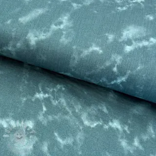Dvojitá gázovina/mušelín TIE DYE dark cyan