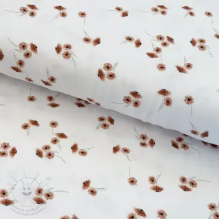 Úplet Watercolour leaves white digital print ORGANIC