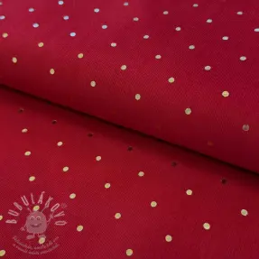 Manšestr tenký FOIL GOLD Dot red