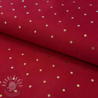 Manšestr tenký FOIL GOLD Dot red
