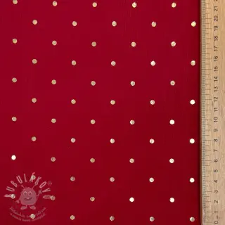 Manšestr tenký FOIL GOLD Dot red