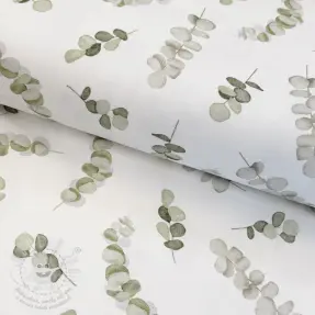 Dekorační látka Eucalyptus white green digital print