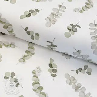 Dekorační látka Eucalyptus white green digital print