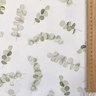 Dekorační látka Eucalyptus white green digital print