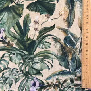 Dekorační látka Banana leaves linen digital print