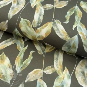 Dekorační látka Leaves army green digital print