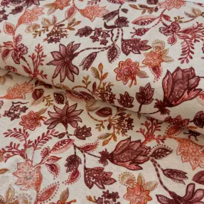 Úplet se lnem Flowers cognac digital print