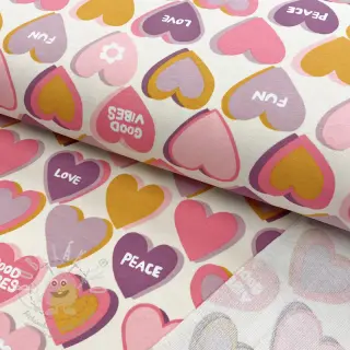 Teplákovina Hearts ecru