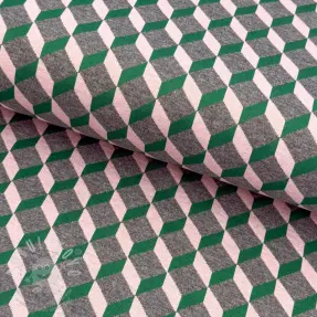 Látka na dámský kostým KNITTED JACQUARD Graphic green
