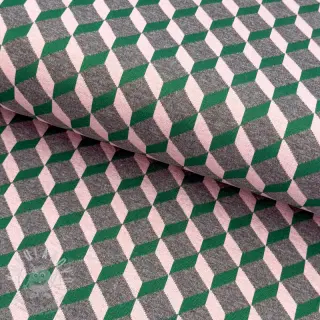 Látka na dámský kostým KNITTED JACQUARD Graphic green