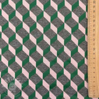 Látka na dámský kostým KNITTED JACQUARD Graphic green