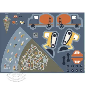 Bavlněná látka Cars PANEL digital print