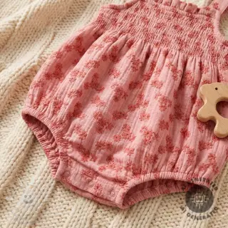 Dvojitá gázovina/mušelín EMBROIDERY Tossed flowers blush