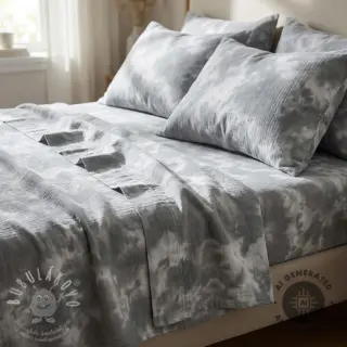 Dvojitá gázovina/mušelín TIE DYE rock grey