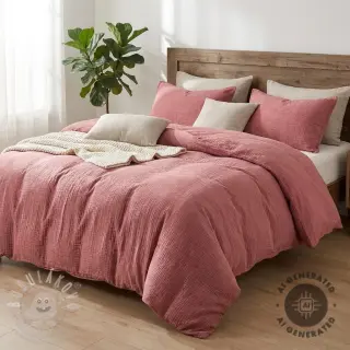 Dvojitá gázovina/mušelín STONE WASHED light rose