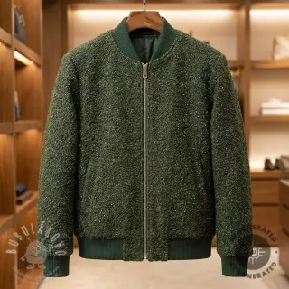 Kabátovina BOUCLE LUREX dark green