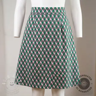 Látka na dámský kostým KNITTED JACQUARD Graphic green