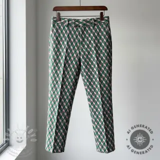 Látka na dámský kostým KNITTED JACQUARD Graphic green