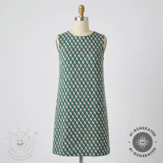 Látka na dámský kostým KNITTED JACQUARD Graphic green