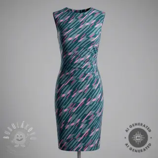 Spoločenské a dámske látky PUNTA DI ROMA Abstract dark mint