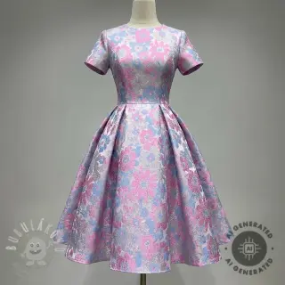 Látka na dámský kostým JACQUARD Flowers light lilac