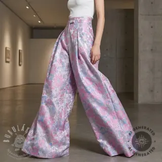 Látka na dámský kostým JACQUARD Flowers light lilac