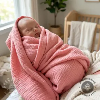 Dvojitá gázovina/mušelín soft rose ORGANIC