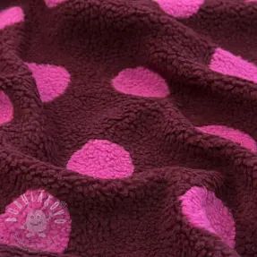 Kabátovina TEDDY JACQUARD Dots burgundy